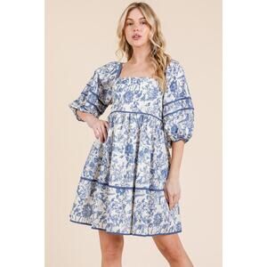 Blue Floral Women's Dress